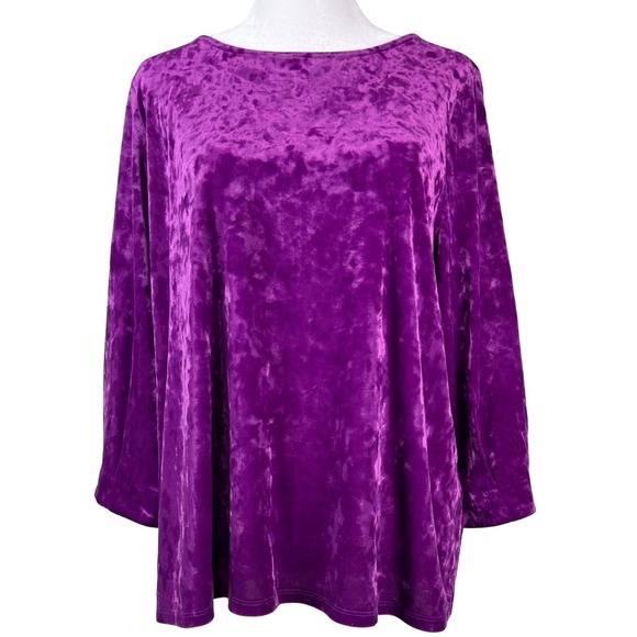 NWT J. Jill‎ Blouse Shirt Crushed Velvet A-line Sugarbeet Medium Contemporary - Picture 1 of 9